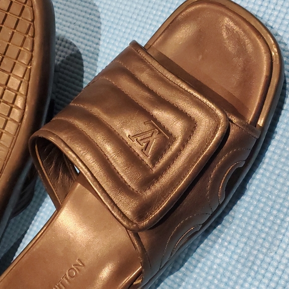 Louis vuitton brown leather slides slippers sandals size 11 usa - Picture 2 of 8